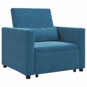 vidaXL Divano letto estraibile singolo con ruote Blu Velluto