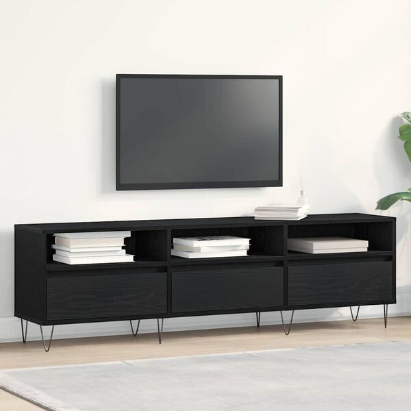 vidaXL Mobile TV Rovere Nero 150 x 30 x 44,5 cm Legno multistrato