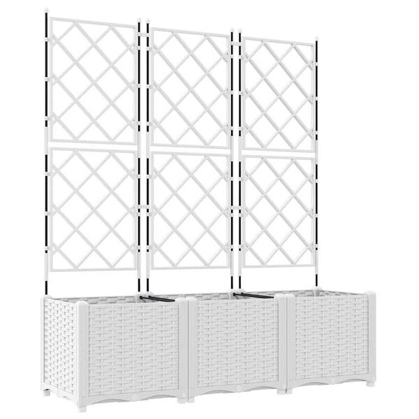 vidaXL Vaso da giardino 3 pcs Bianco 120 x 40 x 143 cm Acciaio