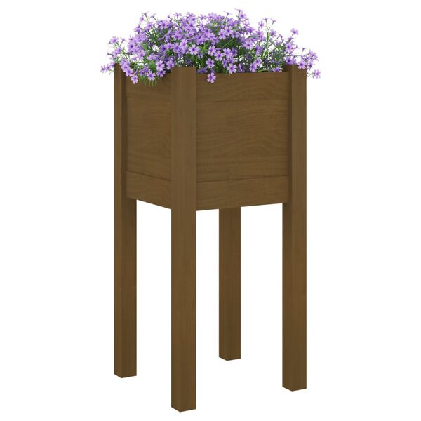 vidaXL Fioriere 2 pz Ambra 31x31x70 cm in Legno Massello di Pino