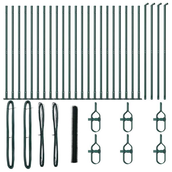 vidaXL Palo della recinzione Verde 50 x 1,5 m (maglia 36 mm)