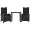 vidaXL Set da Pranzo da Giardino 3 pz con Cuscini Nero in Polyrattan