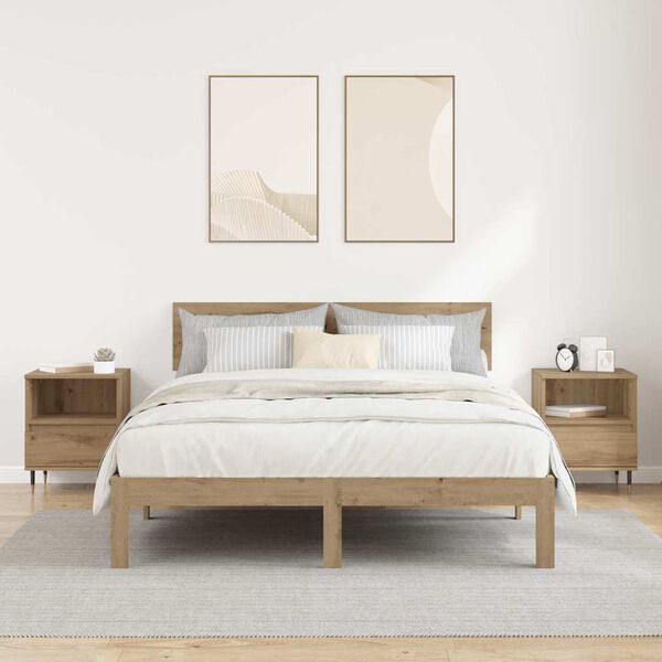 vidaXL Armadio da Notte 2 pcs Rovere artigianale 40 x 35 x 50 cm