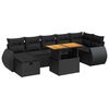vidaXL Set Divani da Giardino 5 pz con Cuscini Nero Polyrattan Acacia