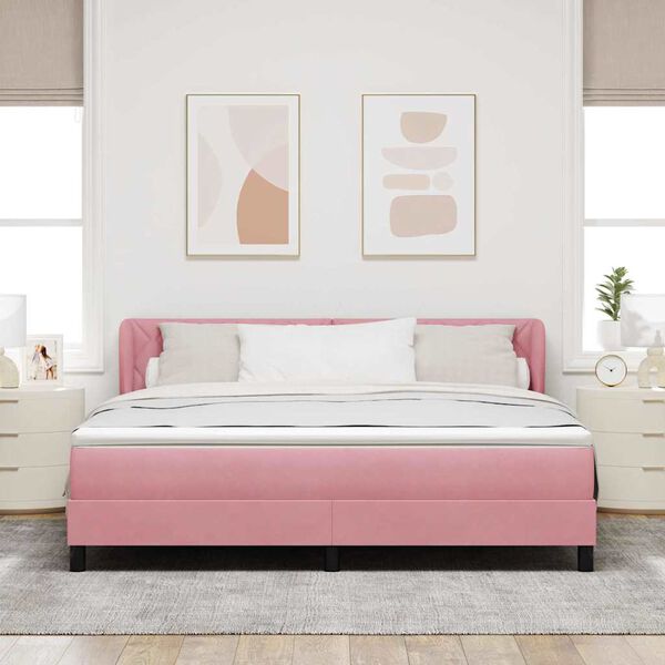 vidaXL Letto a molle con materasso Rosa 180 x 200 cm Velluto