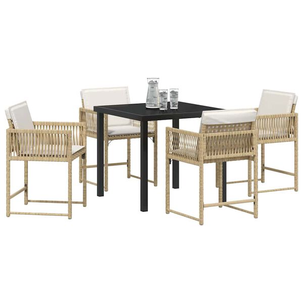 vidaXL Set da Pranzo per Giardino 5 pcs Beige polyrattan