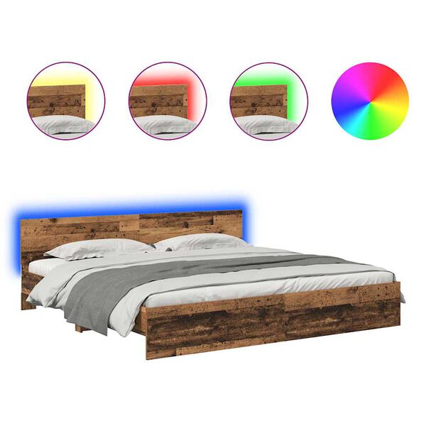 vidaXL Struttura del letto con testiera Legno vecchio 200 x 200 cm