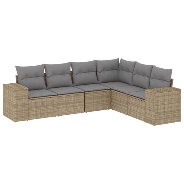 vidaXL Set Divano da Giardino 6 pz con Cuscini Beige in Polyrattan