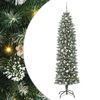 vidaXL Albero di Natale Artificiale Sottile Verde e bianco 210 cm