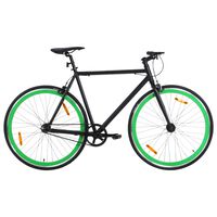 vidaXL Bicicletta a Scatto Fisso Nera e Verde 700c 55 cm