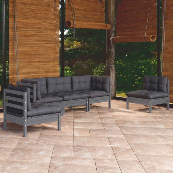 vidaXL Set Salotto da Giardino 5pz con Cuscini Legno Massello di Pino