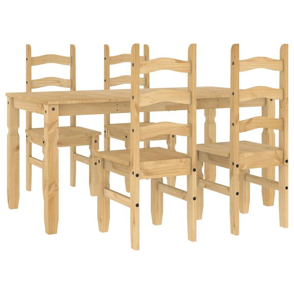 vidaXL Set da Pranzo 5 pz Panama in Legno Massello di Pino