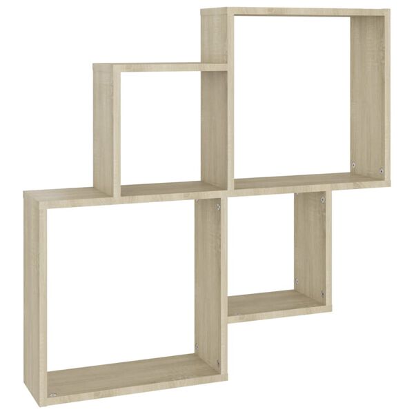 vidaXL Mensola Muro Cubo Rovere Sonoma 80x15x78,5cm Legno Multistrato