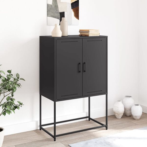 vidaXL Credenza Nera 68,5x38,5x107 cm in Acciaio