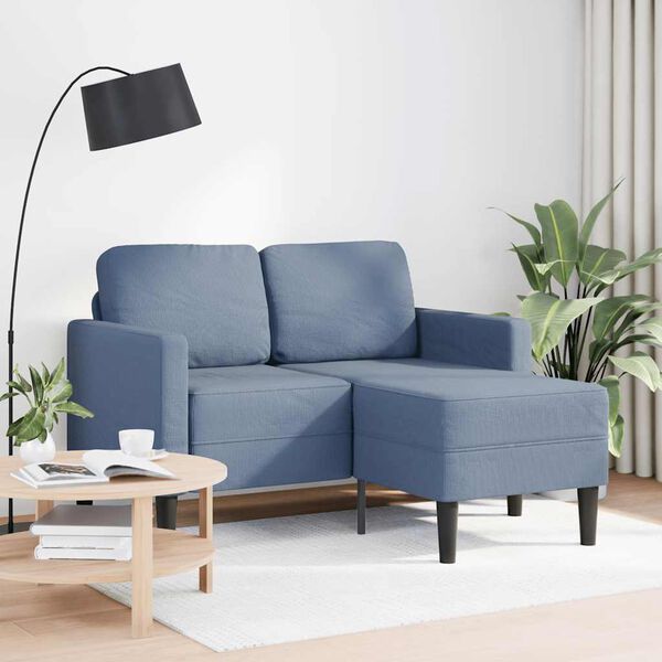 vidaXL Divano 2 Posti con Chaise longue a L Blu 125 cm in Lino