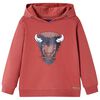 vidaXL Felpa con Cappuccio per Bambini Rosso Bruciato 128