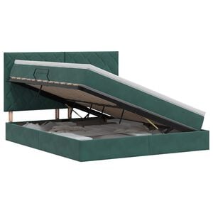 vidaXL Letto con contenitore e materasso Verde Scuro 140 x 200 cm