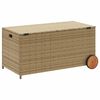 vidaXL Contenitore da Giardino con Ruote Beige Misto 190L Polyrattan
