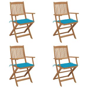 vidaXL Sedie da Giardino Pieghevoli 4 pz con Cuscini Massello Acacia