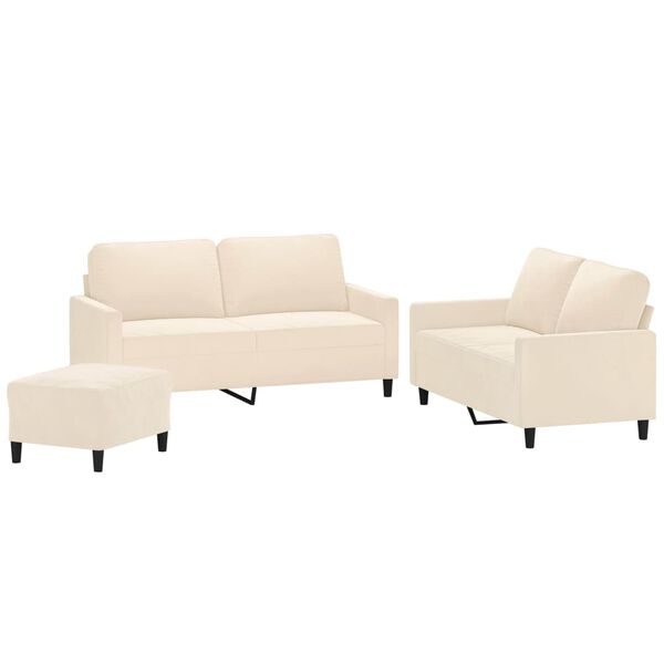 vidaXL Set di Divani 3 pz con Cuscini Crema in Velluto