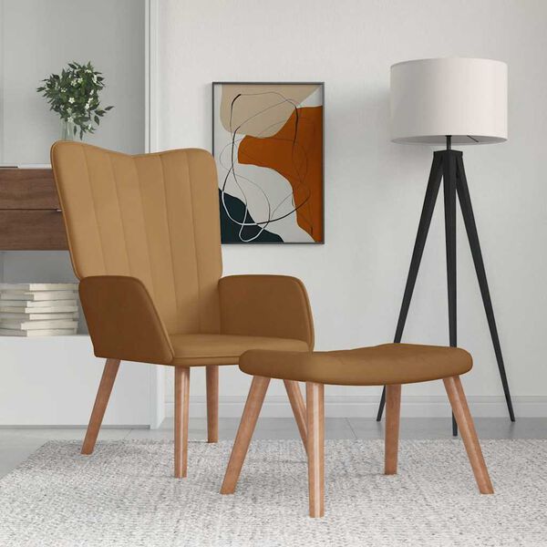 vidaXL Poltrona Relax con Poggiapiedi Marrone in Velluto