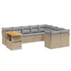 vidaXL Set Divano da Giardino 10 pz con Cuscini Beige in Polyrattan