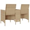 vidaXL Divano Giardino 2 Posti con Tavolo e Cuscini Beige Polyrattan