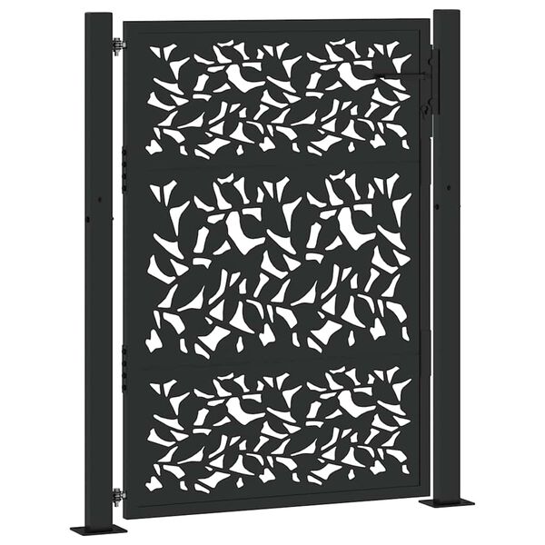vidaXL Cancello da giardino nero 100x125 cm in acciaio con design a foglia