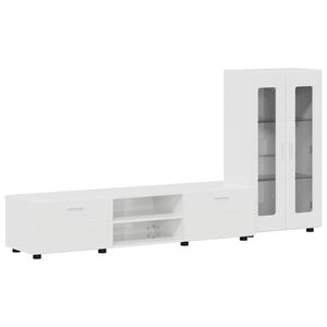 vidaXL Set mobile TV con porta FLORIN Bianco Lucido Legno multistrato