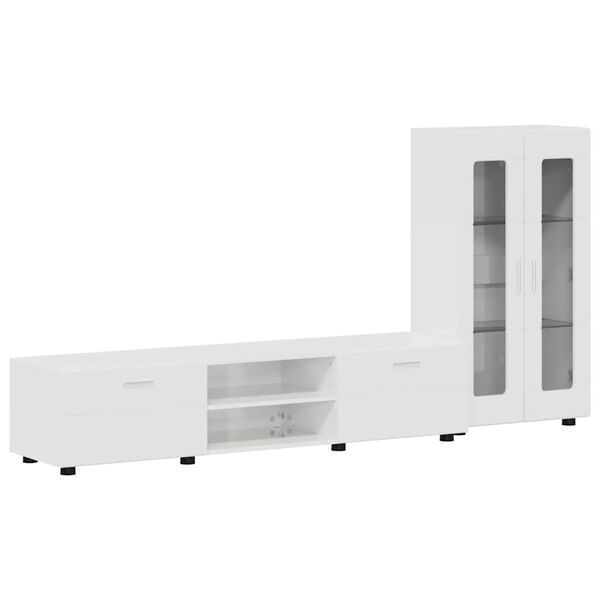 vidaXL Set mobile TV con porta FLORIN Bianco Lucido Legno multistrato