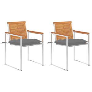 vidaXL Sedie da Giardino 2 pz con Cuscini in Legno Acacia e Acciaio