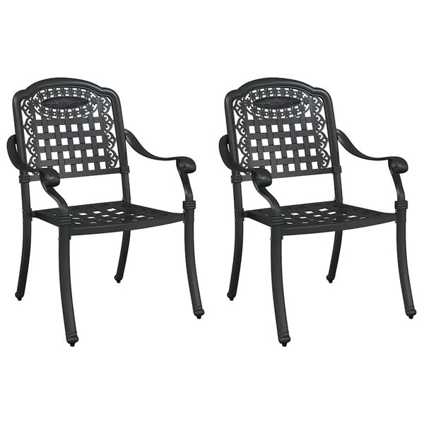 vidaXL Sedia da Giardino 2 pcs Nero 55 x 56.5 x 91cm Alluminio