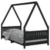 vidaXL Giroletto per Bambini Nero 90x190 cm in Legno Massello di Pino
