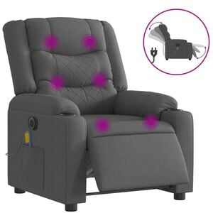 vidaXL Poltrona Reclinabile Massaggio Elettrica Grigio Scuro Tessuto