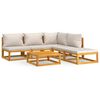 vidaXL Set Salotto Giardino 6pz Cuscini Grigio Chiaro Legno Massello