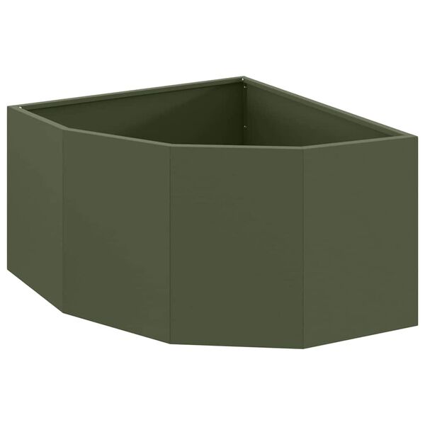 vidaXL Vaso d'angolo Oliver verde 60 x 60 x 35 cm Acciaio