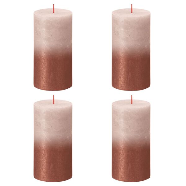 Bolsius Candele Pilastro Rustiche Sunset 4 pz 130x68 mm Rosa e Ambra