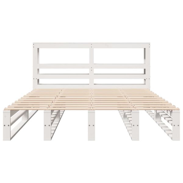 vidaXL Giroletto con Testiera Bianco 120x190 cm Legno Massello di Pino