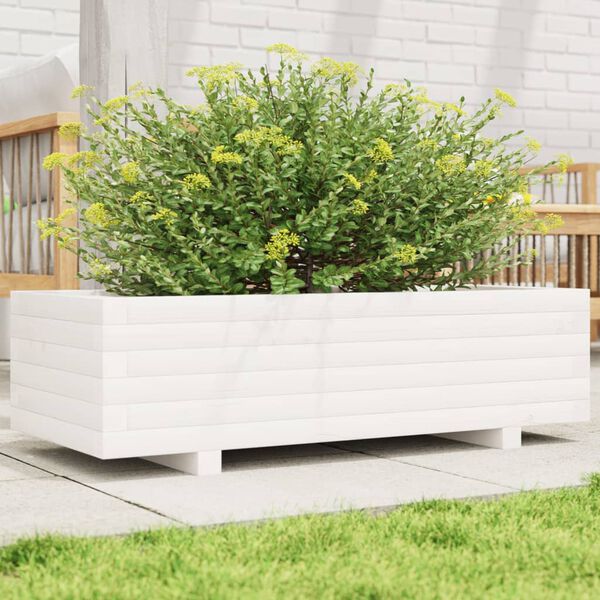 vidaXL Fioriera da Giardino Bianca 90x40x26,5cm Legno Massello di Pino