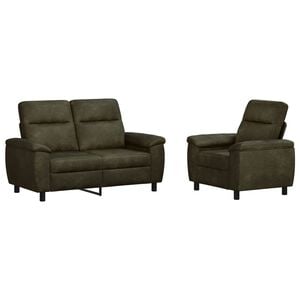 vidaXL Set di divani 2 pcs Verde militare Pelle Scamosciata Sintetica