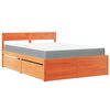 vidaXL Letto Cassetti e Materasso Marrone Cera 140x190cm Massello Pino