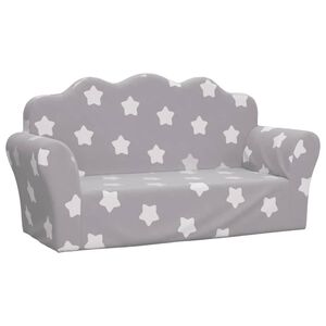 vidaXL Divano Bambini 2 Posti Grigio Chiaro con Stelle Morbido Peluche