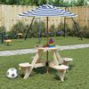 vidaXL Tavolo Picnic per 4 Bambini con Ombrellone Rotondo Legno Abete