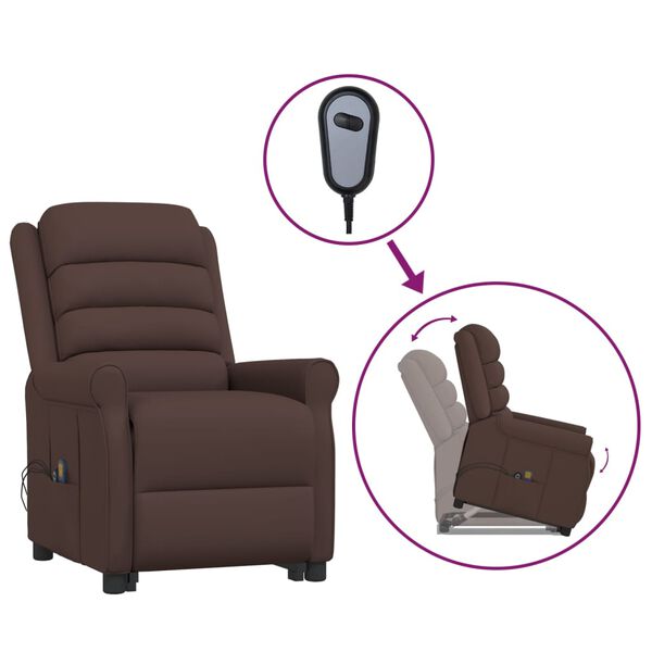 vidaXL Poltrona Alzapersona Massaggiante Marrone in Similpelle