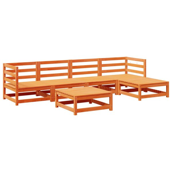 vidaXL Set Divani da Giardino 6 pz Marrone Cera Legno Massello Pino