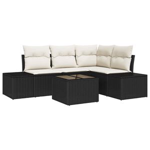 vidaXL Set Divano da Giardino Marrone e Crema polyrattan