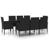 vidaXL Set da Pranzo da Giardino 9 pz in Polyrattan Nero