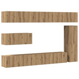 vidaXL Set Mobile TV 7 pz Montato a Parete Rovere in Legno Multistrato