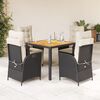 vidaXL Set da Pranzo da Giardino 5 pz Nero con Cuscini in Polyrattan