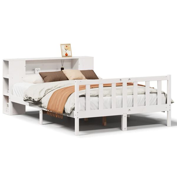 vidaXL Letto Libreria senza Materasso Bianco 120x200 cm Legno di Pino